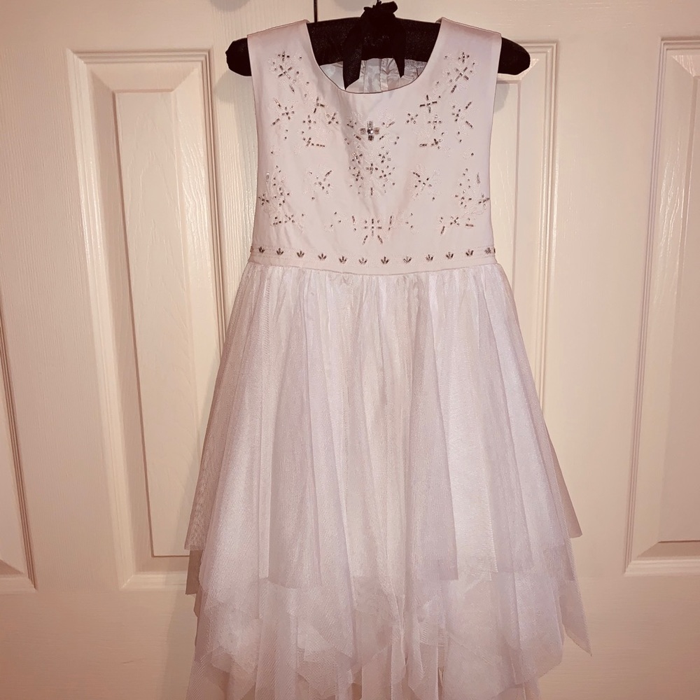 Winter White beaded Girls Dress